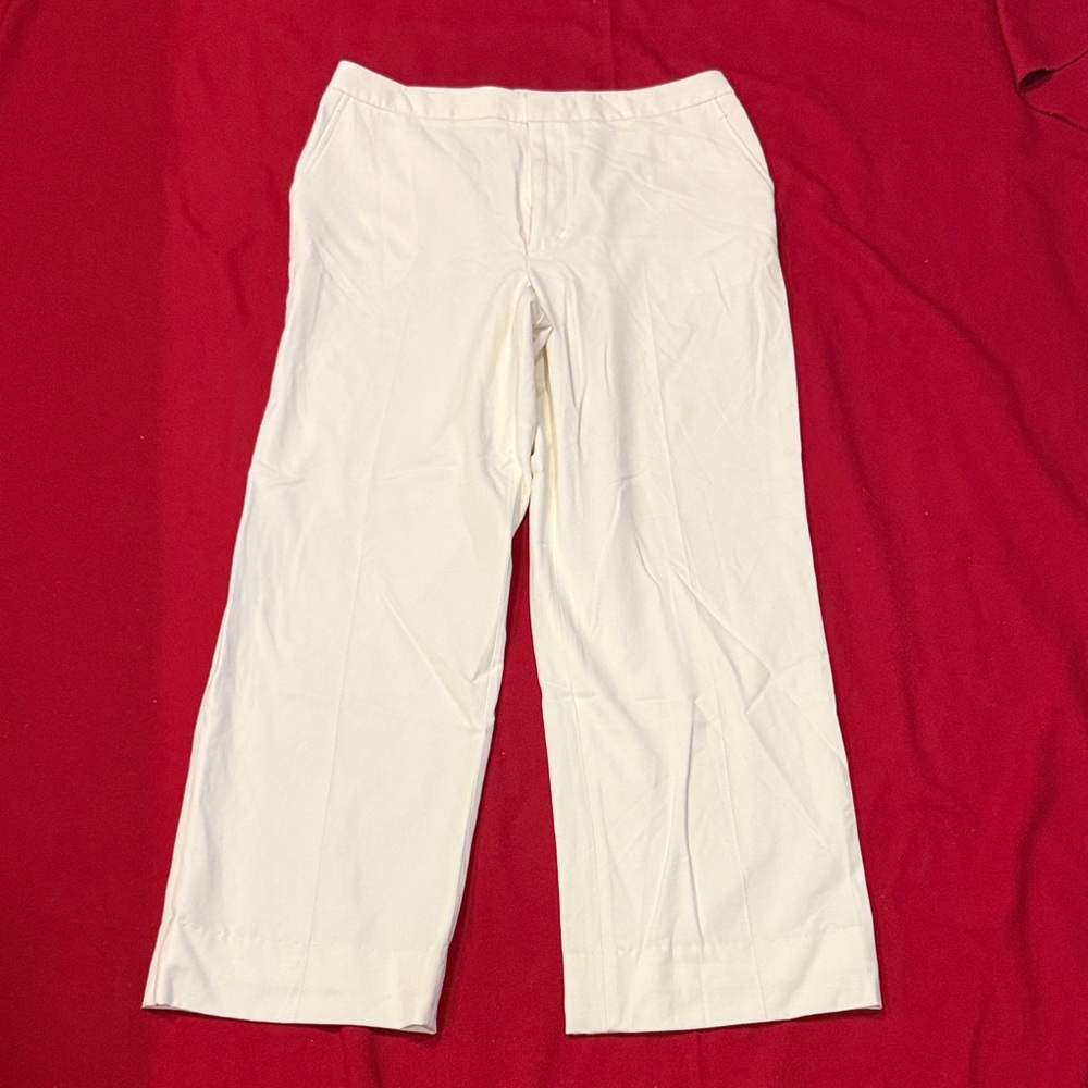 Ellen Tracy Cream Wide-Leg Trousers